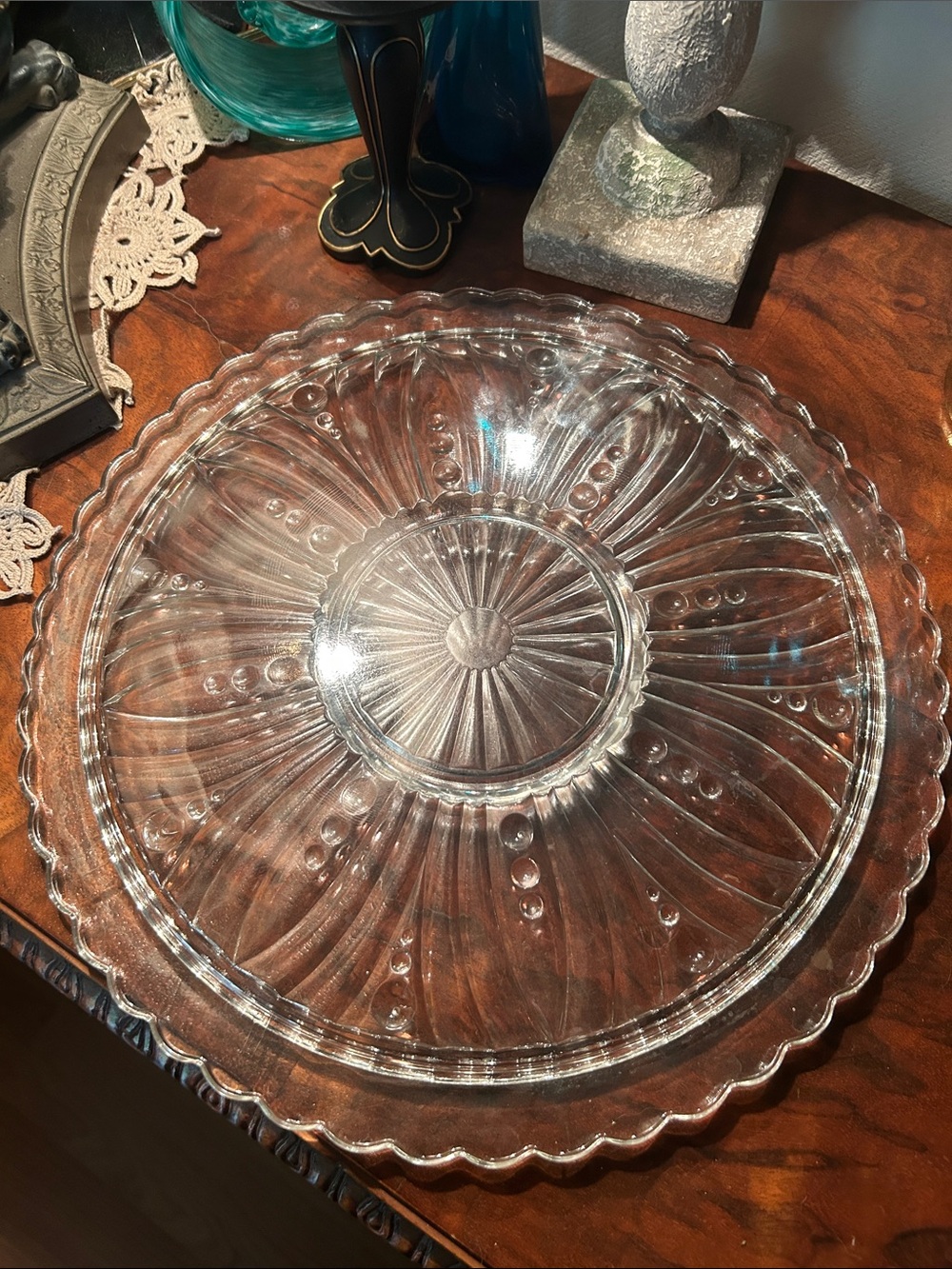 Vintage Glass Cake Serving Plate